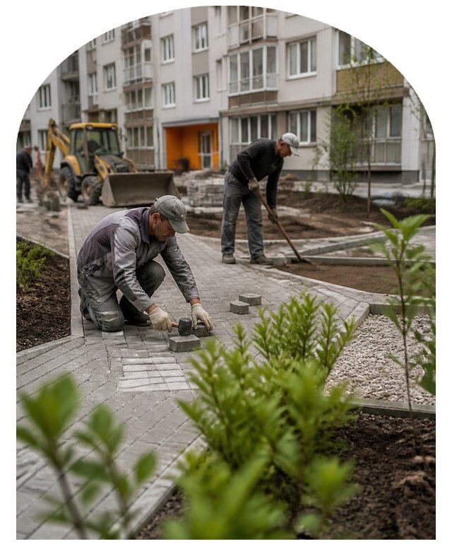 Благоустройство двора многоквартирного дома в Красном Сулине